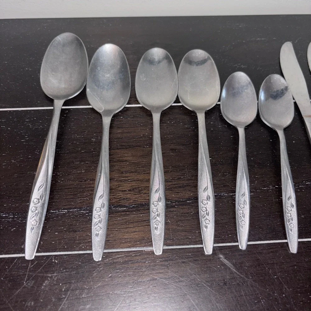 Superior Stainless USA | RADIANT ROSE Set | 4 Spoons, 2‎ tsp, 6 Knives, 1 Fork